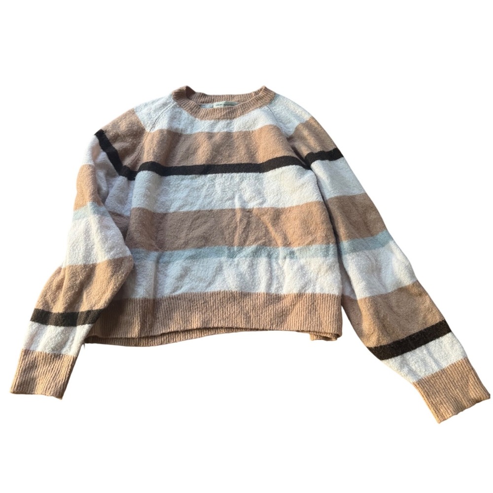 Urban Outfitters Striped Knitā Sweater Women's Small Crew Neck Long Sleeve Beige